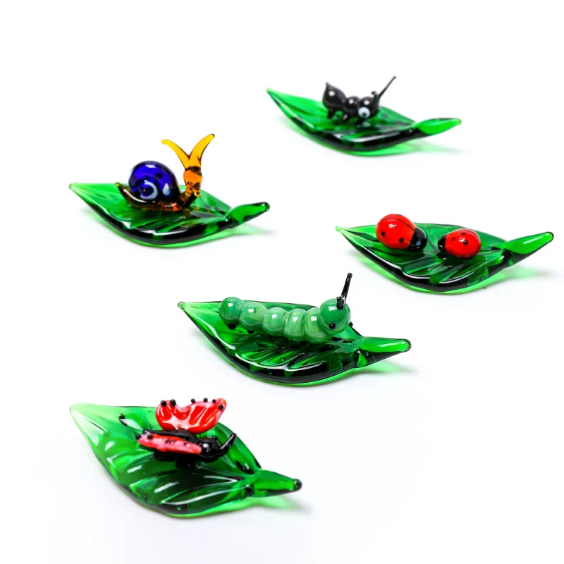 Crystal Beetle Snail Figurine Glass Ornament Home Decor