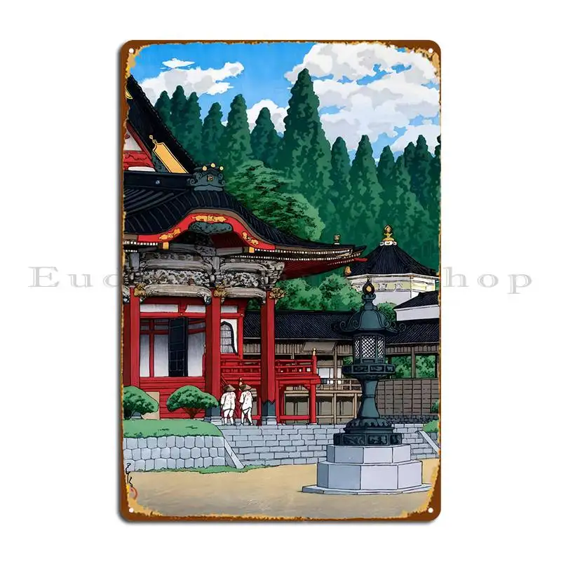 Ukiyo E Red Temple Hasui Metal Platform Poster Garage Cinema Wall Decor Vintage Iron Tin Sign Poster