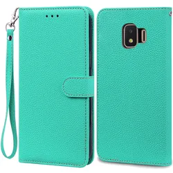 Stylish Wallet Flip Leather Case for Samsung Galaxy J2 Pro 2018 (Sky Blue -Strap)