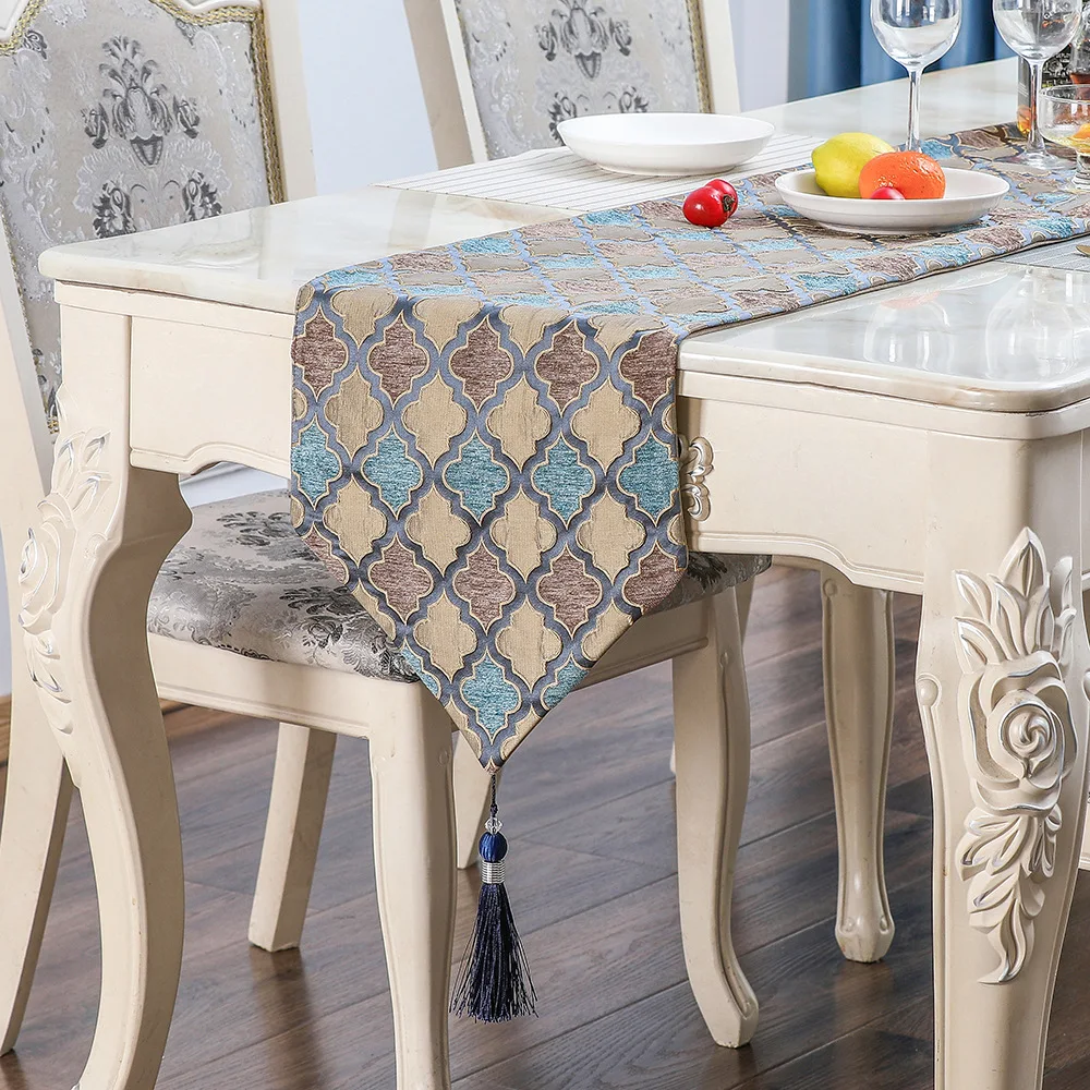 

Dining Table Runner Dresser Scarf Cotton Geometric Moroccan Trellis Lattice Table Runners for Home Kitchen Wedding Party Decor