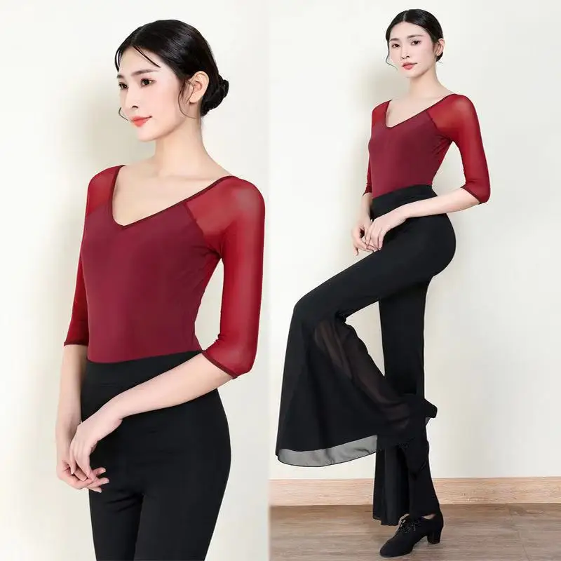 

Body etiquette suit, women's mesh, posture training, dance training, martial arts, walking show, elegant jumpsuit, women's balle