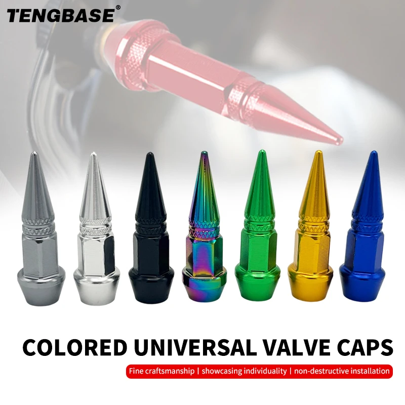 

4Pcs Car Bicycle Universal Aluminum Styling Tunning Car Tire Valve Stem Cap Spike Shaped Metal Dust Covers Lid