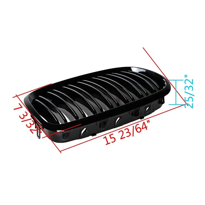 BMW X5 E70 2007-2013 X6 E71 2008-2014 용 광택 블랙 자동차 전면 키드니 그릴, 2 개