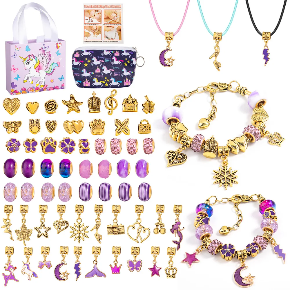 DIY Charms for Bracelet Making Set Beads Pendants Accessories for Bracelet Necklace Children Girl Gifts Jewelry Making Kit