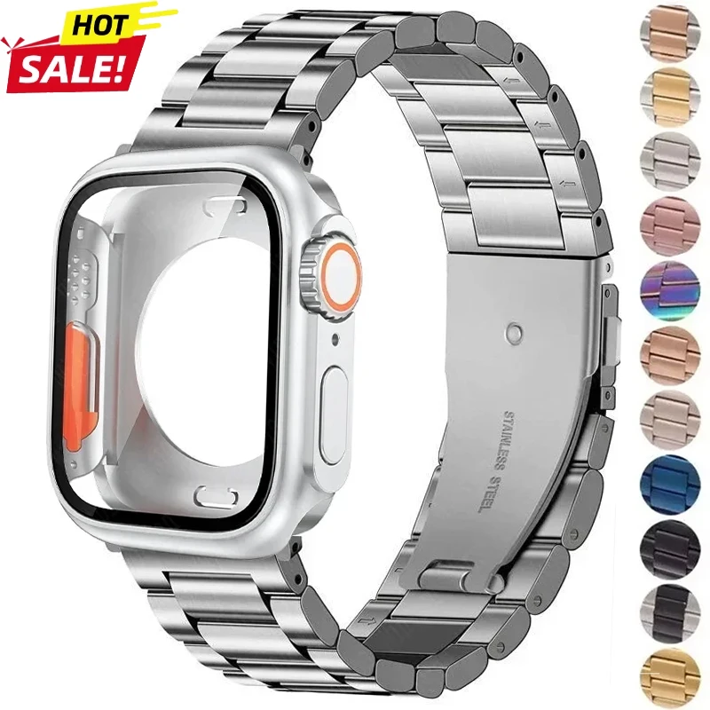 Premium Stainless Steel Watch Strap with Ultra Protective Case