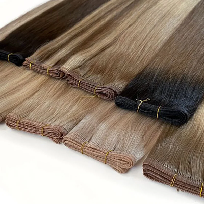 Genius Weft Echthaar-Extensions Glattes Rohes Jungfrauenhaar Doppelt Gezogen von Einem Spender Unsichtbare Weft Volle Enden Hochwertige Bündel – Detail 2