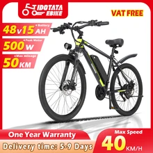 IDOTATA Electric Bicycle 48V 12.8AH Lithium Battery 500W Motor Adult Mountain Electric Bike 21Speed Cycling Bicycle 26INCH Ebike