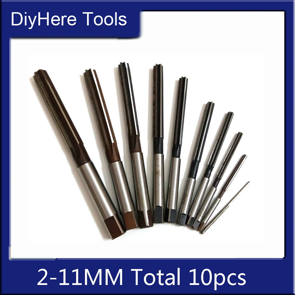Straight Shank Hand Reamer 2 3 4 5 6 7 8 9 10 11MM Total 10pcs
