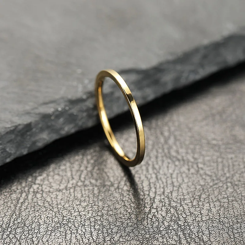 Stainless Steel Ring Finger Ring 2mm Super Fine Stainless Steel Rings Japan Korea Fashion Flat Inside Spherical Titanium Ring Jewelry Accessories