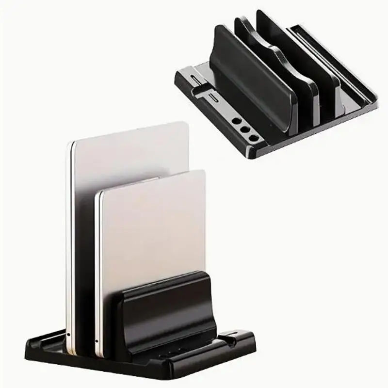 수직형 노트북 스탠드 조절 가능한 도크 ABS 단일/이중 슬롯 컴퓨터 홀더 태블릿 북 호환 휴대용 워크스테이션