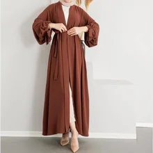 

New Eid Muslim Abaya for Women Brief Solid Middle East Dubai Cardigan Robe Moroccan Caftan Arab Kimono Turkish Islamic Clothing