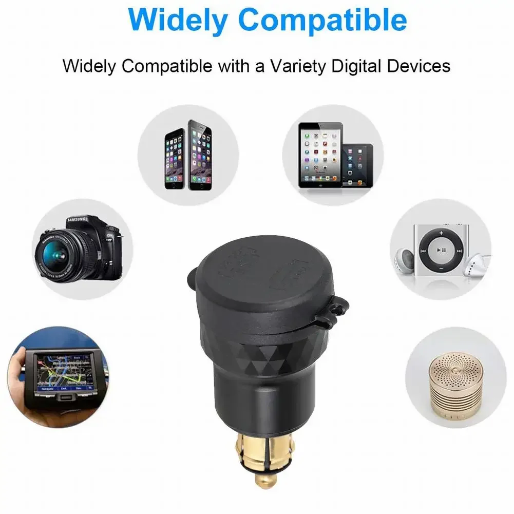 1x Motorcycle DIN Socket Dual USB Charger Adapter Motorcycle Charger Power Adapter Dual USB Port Plug Socket