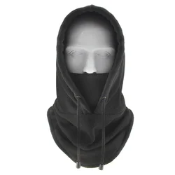 Unisex Polar Fleece Windproof Winter Beanie and Full Face Ski Mask (Black)