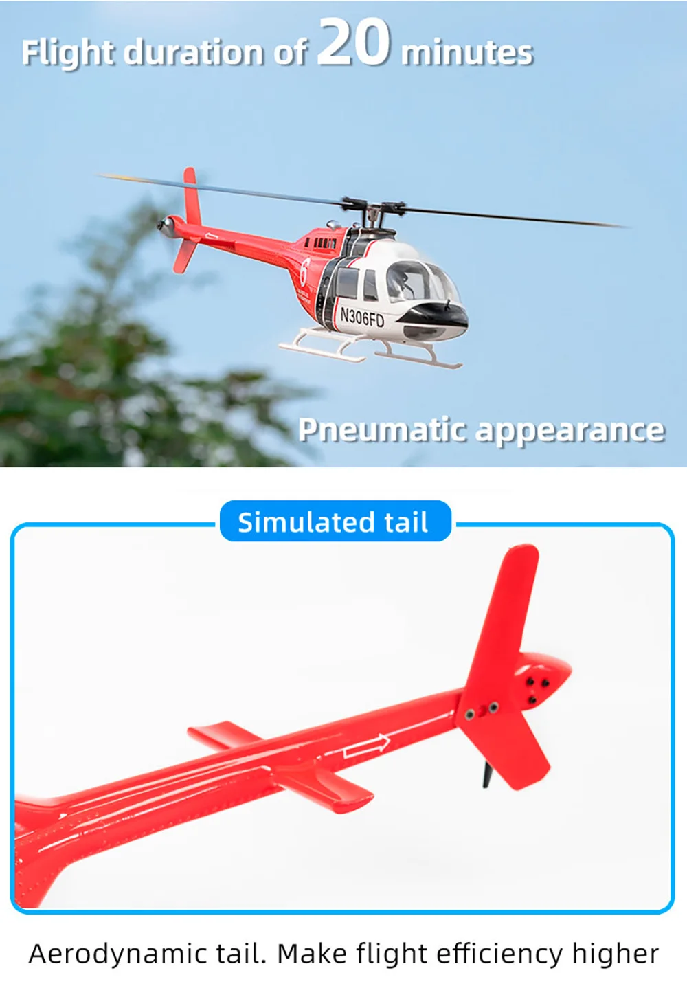 FLY WING Bell 206 V3 470 CLASS RC Helicopter With H1 Flight Controller GPS PNP / RTF 5