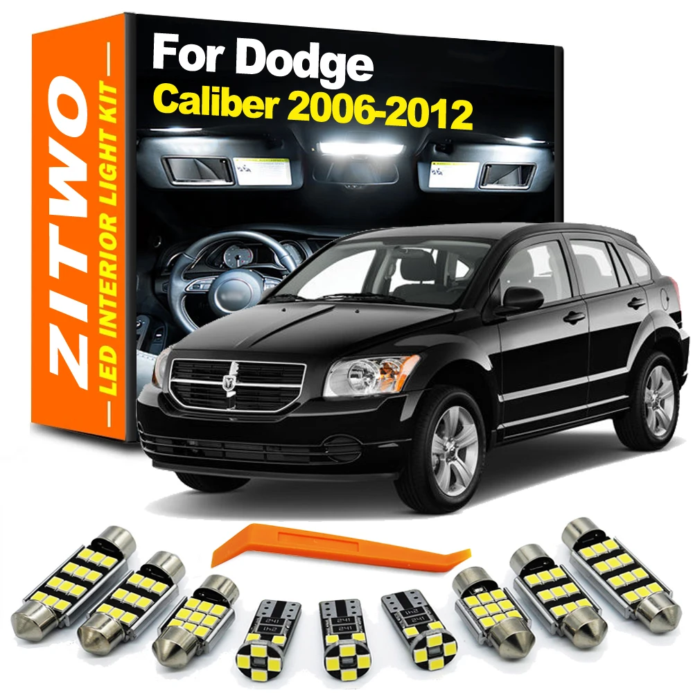 

ZITWO 10Pcs No Error Canbus For Dodge Caliber 2006 2007 2008 2009 2010 2011 2012 Interior LED Light License Plate Lamp Kit