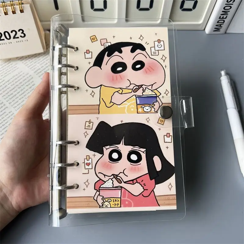 

Bandai New Crayon Shin Chan Anime Kawaii Note Book Cute Cartoon Coil Magnetic Buckle Learning Ledger Pocket Notepad Girl Toy