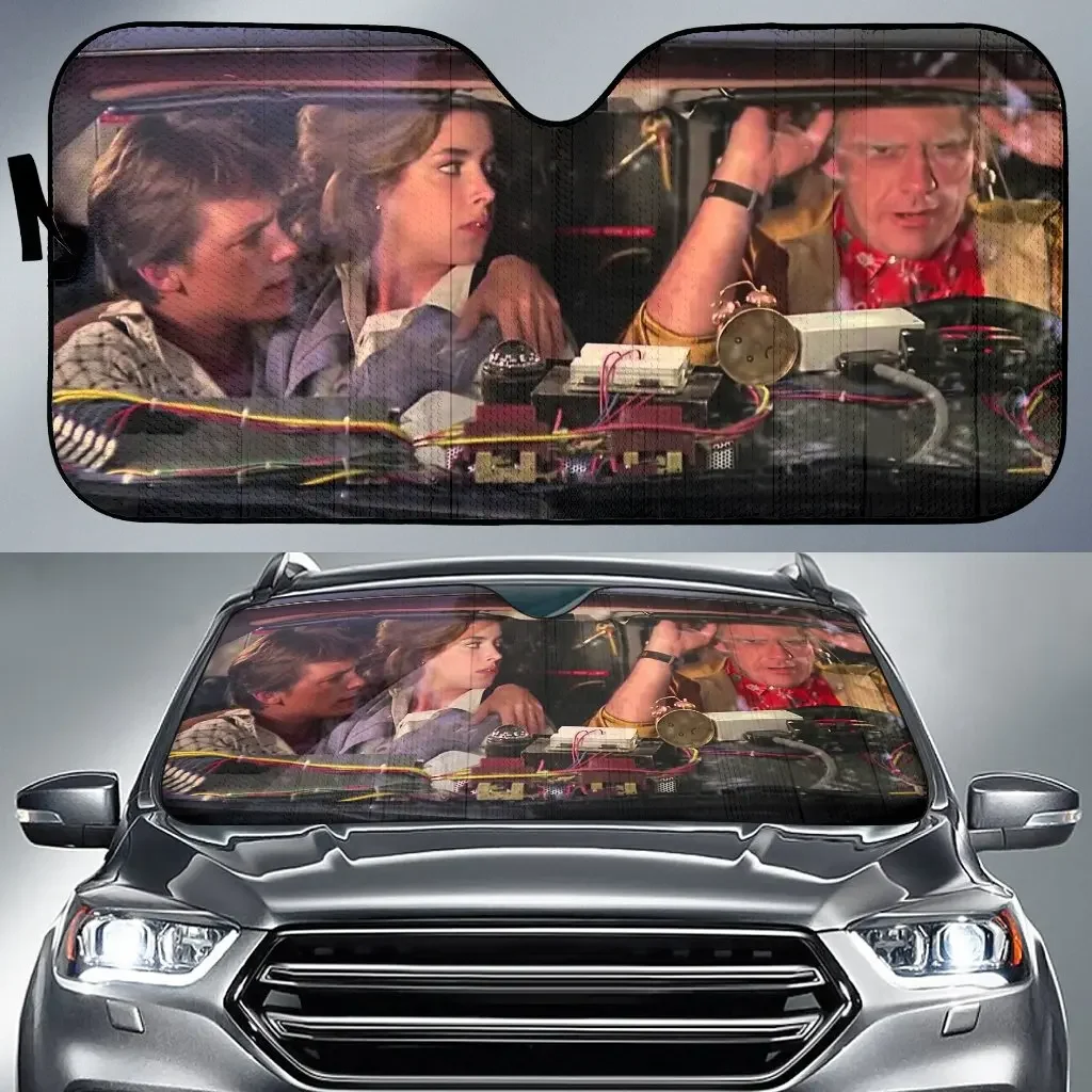 Car Sunshade Windshield Sunshade Back To The Future Marty McFly and Emmett Brown Car Sun Shade Windshield Car Accessories Movie Sunshade Sun Protection