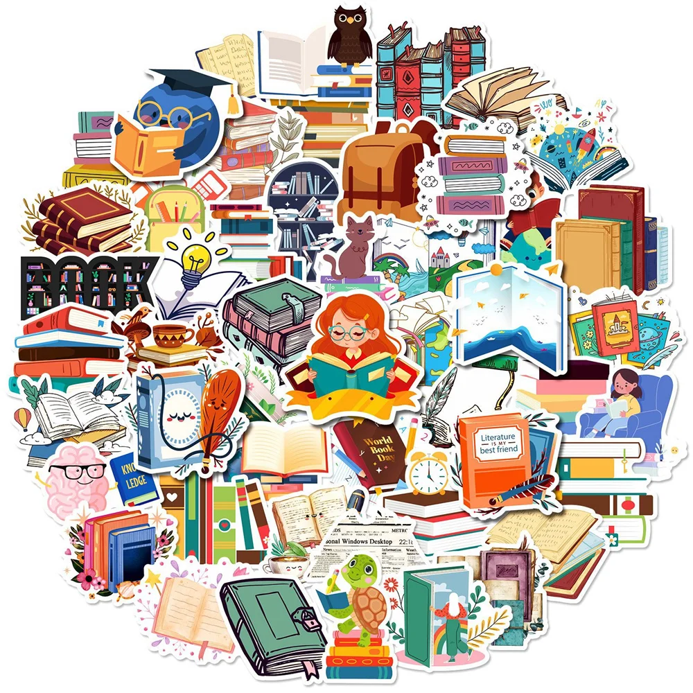 

10/30/50PCS New Book Reading Stickers Cartoon Creative Graffiti iPad Computer Luggage Car Guitar Decoration Waterproof Wholesale