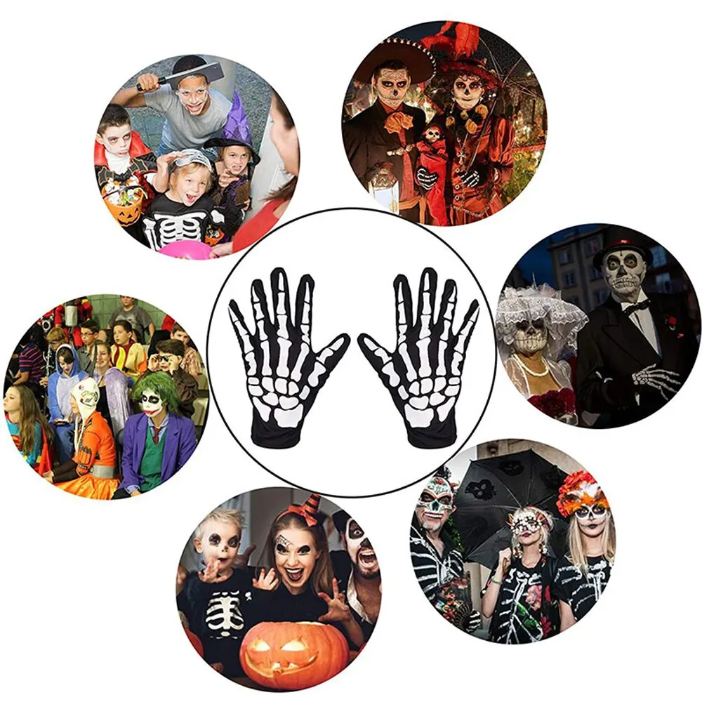 Cycling Gloves Halloween Skull Gloves Lightweight Full Finger Skeleton Costume Cosplay Equipment Accessories for Men Women Kids cycling gloves sport gloves