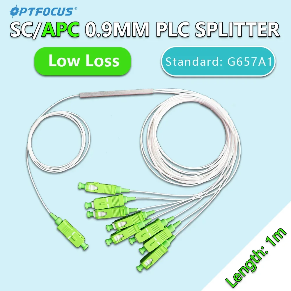 

OPTFOCUS Splitter PLC SC APC 1X8 1X16 FTTH Fiber Optic Splitter SM 0.9mm 1m Cable SC/APC Connector Free Shipping