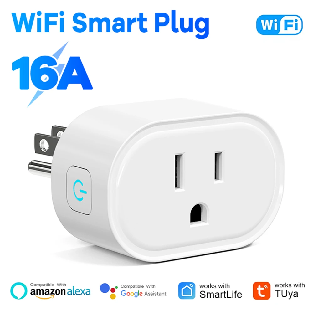 Tuya สมาร์ทปลั๊ก US มาตรฐาน 10A/16A WiFi Outlet ทํางานร่วมกับ Alexa Google Assistant APP รีโมทคอนโทรล Timer Group Control สําหรับ US 1