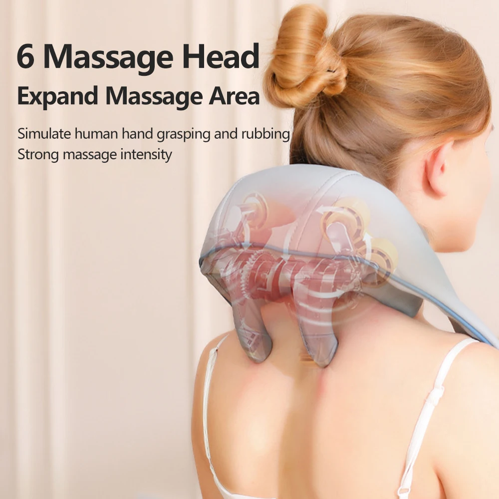 Massagers for Neck and Shoulder with Heat Shiatsu Kneading Neck Massager  Rechargeable Cervical Massage Shawl Soothing Muscle