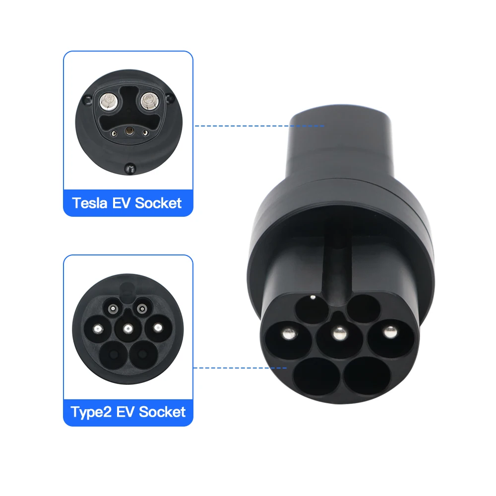 Type 2 to Tesla EV Charger Adapte Electric Vehicle Charging Connector IEC 62196 Plug AC Converte for Tesla Model S/X/3/Y EVSE