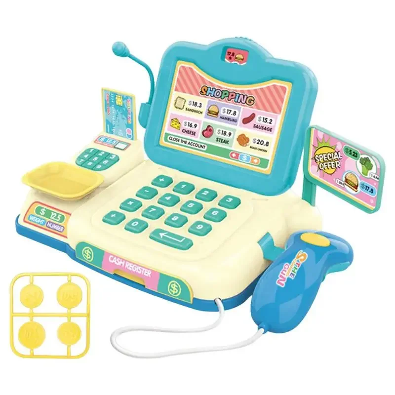 Cash Register Pretend Play Calculator Cash Register Toy Children Girl Grocery Store Playset With Lights And Sounds Education Toy