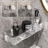 Punch Free Bathroom Storage Rack Plastics Water Ripple Wall Storage Rack Thickening Shower Gel Storage Rack Bathroom 2