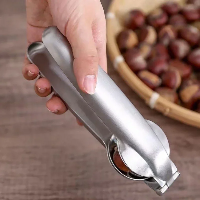 Description Picture 4 of item2in1 Chestnut Machine Kitchen Accessori Stainless Steel Chestnut Cracker Opener Sheath Cutter Metal Nuts Clip Walnut Pliers Tool