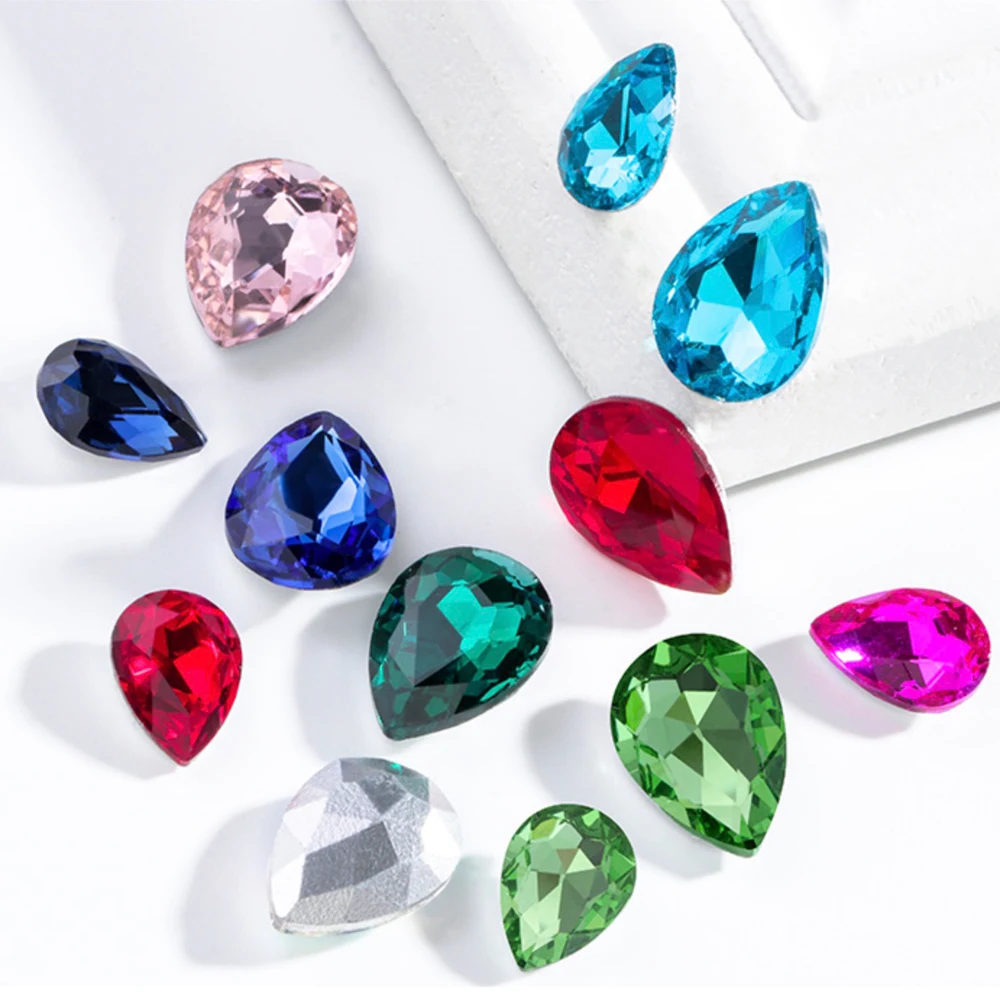 Hochwertige Kristall Wasser tropfen Teardrop Glas Strass für Kleidungs stück Handwerk Charme Schmuck 3D Nagel kunst DIY Schmuck Zubehör – Detail 3