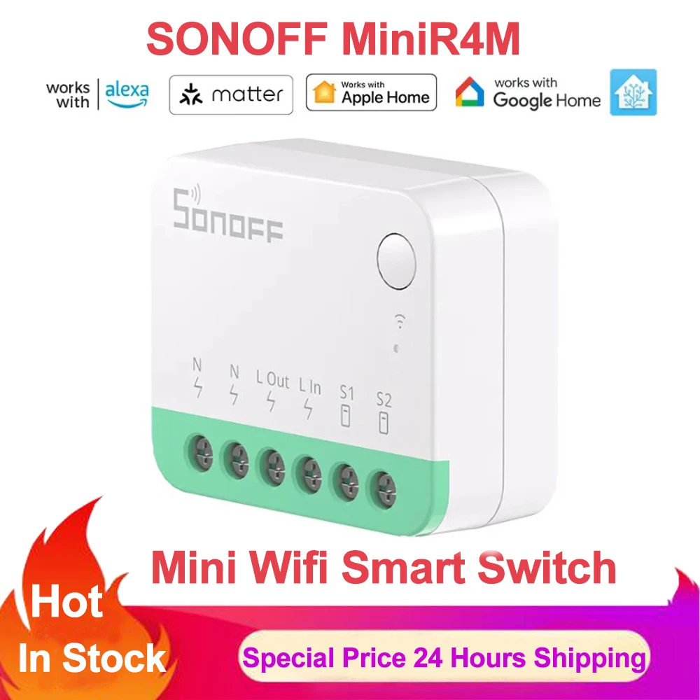 Sonoff Mini Extreme Wifi Interruptor Inteligente Módulo de Controle Remoto Compatível Interruptor Matter Via Ewelink Alexa Minir4m