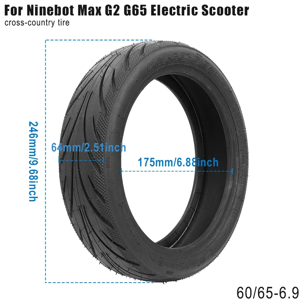 60/65-6,9 schlauchloser Reifen, Ersatz für Ninebot Max G2 G65 Elektroroller-Reifen, 25,4 cm, verschleißfestes Gummi-Radreifen-Zubehör – Detail 1