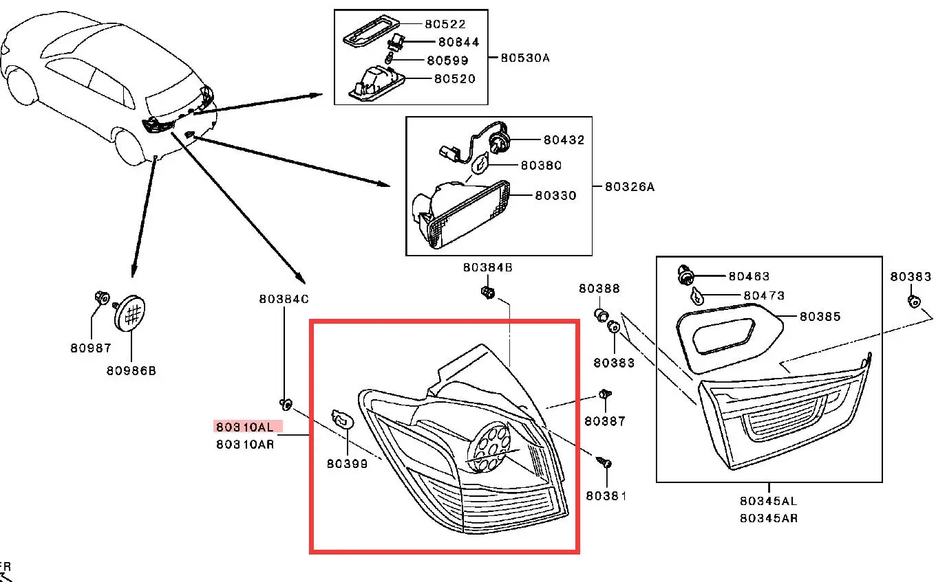 

OUTLANDER SPORT ASX LAMP ASSY,COMBINATION,RR LH GA0W 2010-2019 STANLEY