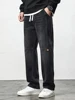 Autumn Winter Retro Blue Jeans Men Cotton Straight Pants Elastic Waist Thick Casual Trousers Male Large Size 4XL Brand Clothing 4