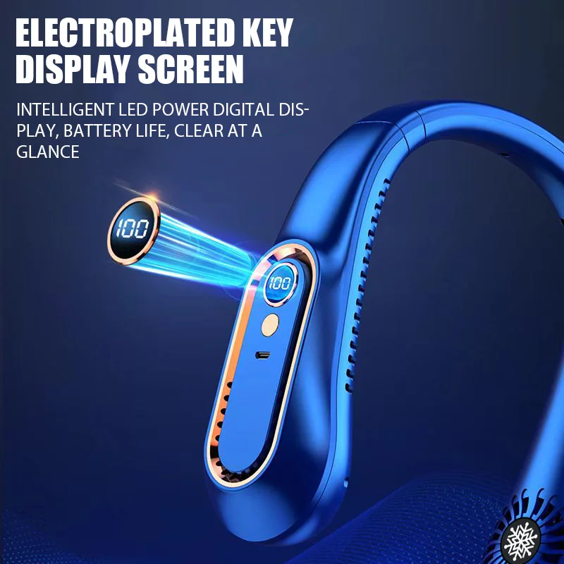 Hanging Neck Fan Portable Bladeless Neck Fan Rechargeable Air Cooler Digital Display Mini Summer Sports Fans 3