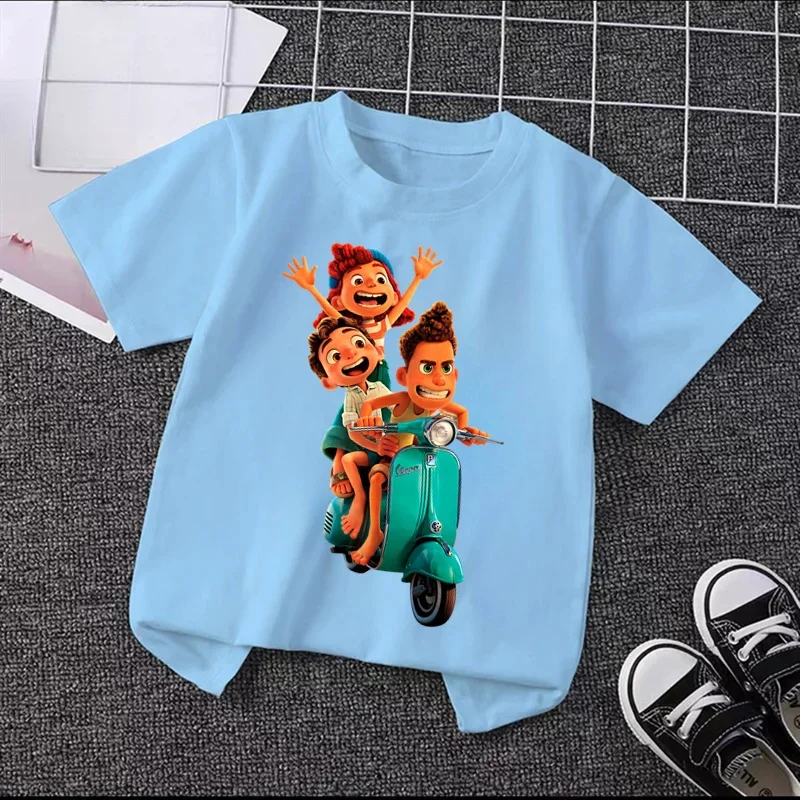 Disney 2024 Luca Fun Game Shorts - Adorable Cartoon Character T-Shirt For Boys & Girls, Stylish & Entertaining 2