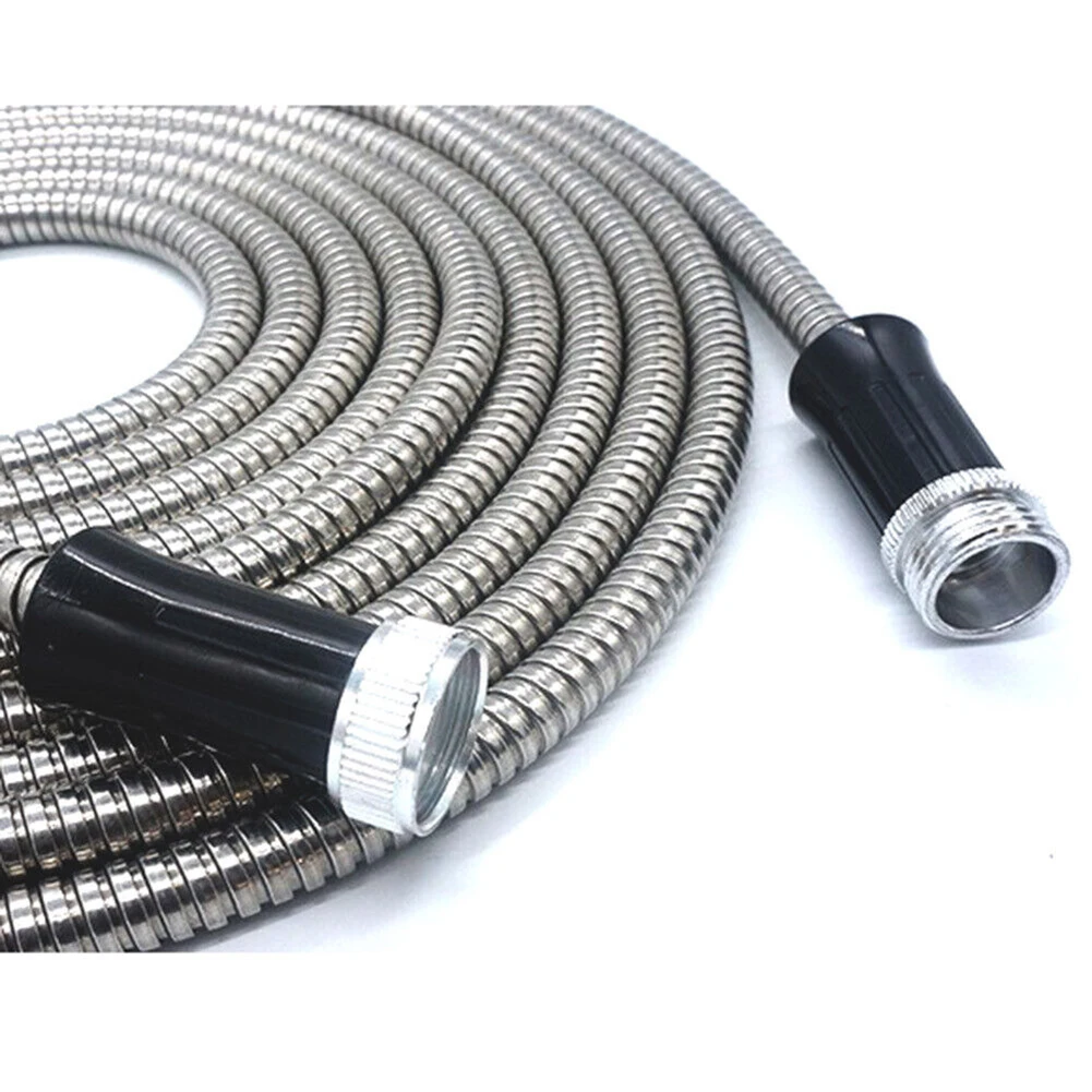 

Lightweight Flexible Metal Garden Water Hose, 25FT Stainless Steel Water Hose for Powerful Stream, Durable and Rust Resistant