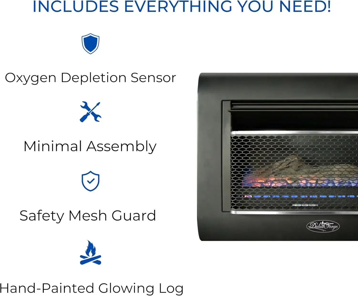 Ventless Linear Wall Gas Fireplace - 26,000 BTU, T-STAT, Model DF300L 5