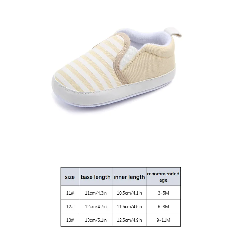 New Striped Baby Shoes Classic Shallow Cut Canvas Shoes for Boy Girl  Soft Sole Non-Slip Infant Booties Kids First Walkers 6