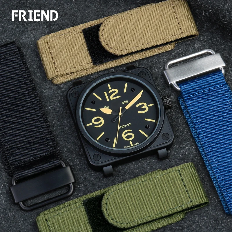 Adatto Per Panerai Bell & Ross Cinturino In Nylon Gancio E Anello Br Watch Band Rough Outdoor 24Mm