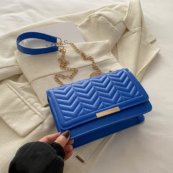 Borsa a tracolla da donna a righe alla moda, borse a tracolla con tracolla a catena per l'uso quotidiano, borse e portamonete da donna 1