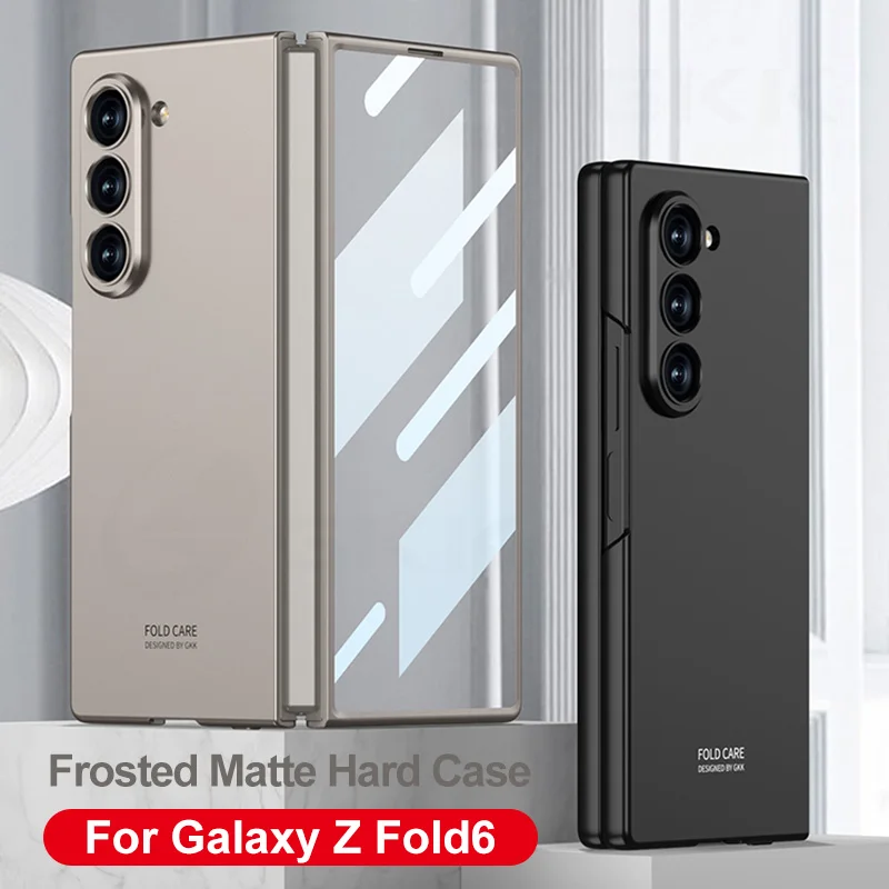 GKK Shockproof Armor Matte Case with Outer Screen Glass Protector for Samsung Galaxy Z Fold