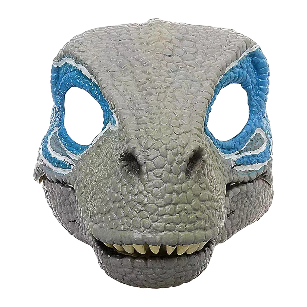 Description Picture 2 of itemLatex Realistic Dinosaur Appearance Cosplay Party Or Halloween Easy And Safe To Wear Dino Mask Bilateral blue