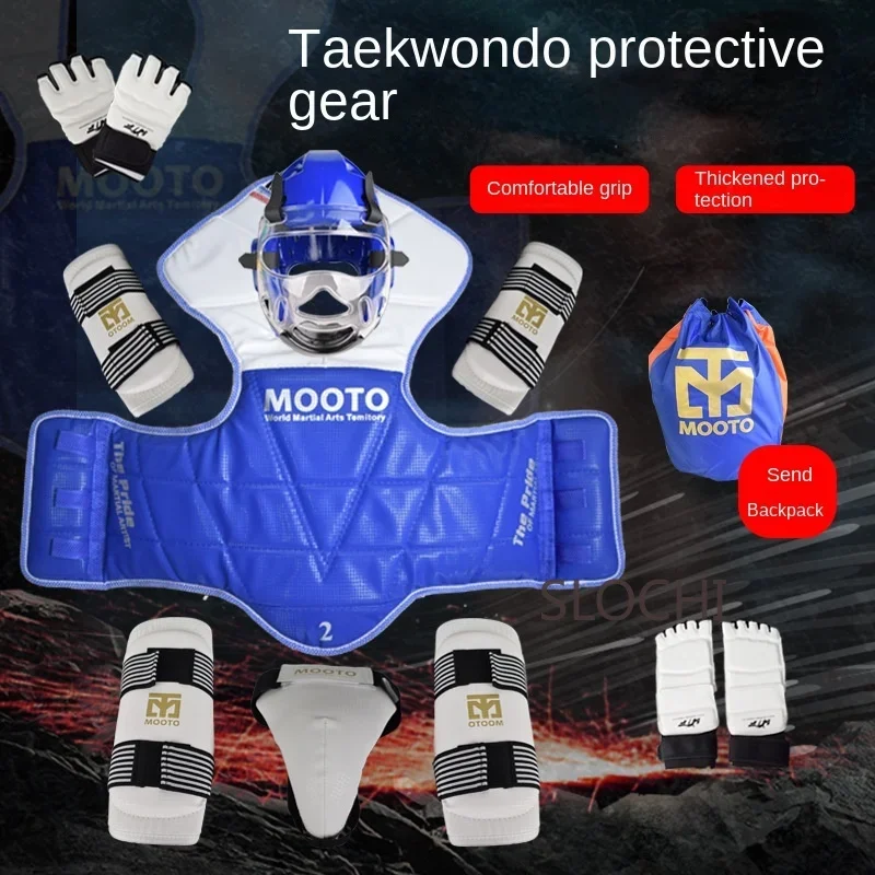 Equipo de Protección de combate de Taekwondo, conjunto de entrenamiento, equipo de combate real, juego de equipo de protección de artes marciales de competición gruesa