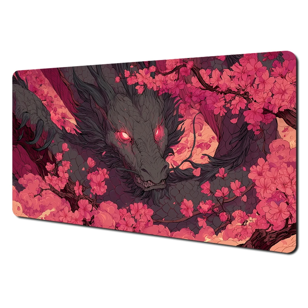 Cute Pink Kawaii Non-Slip Gaming Desk Mat with Durable Stitched Edges for Office and Gaming Use