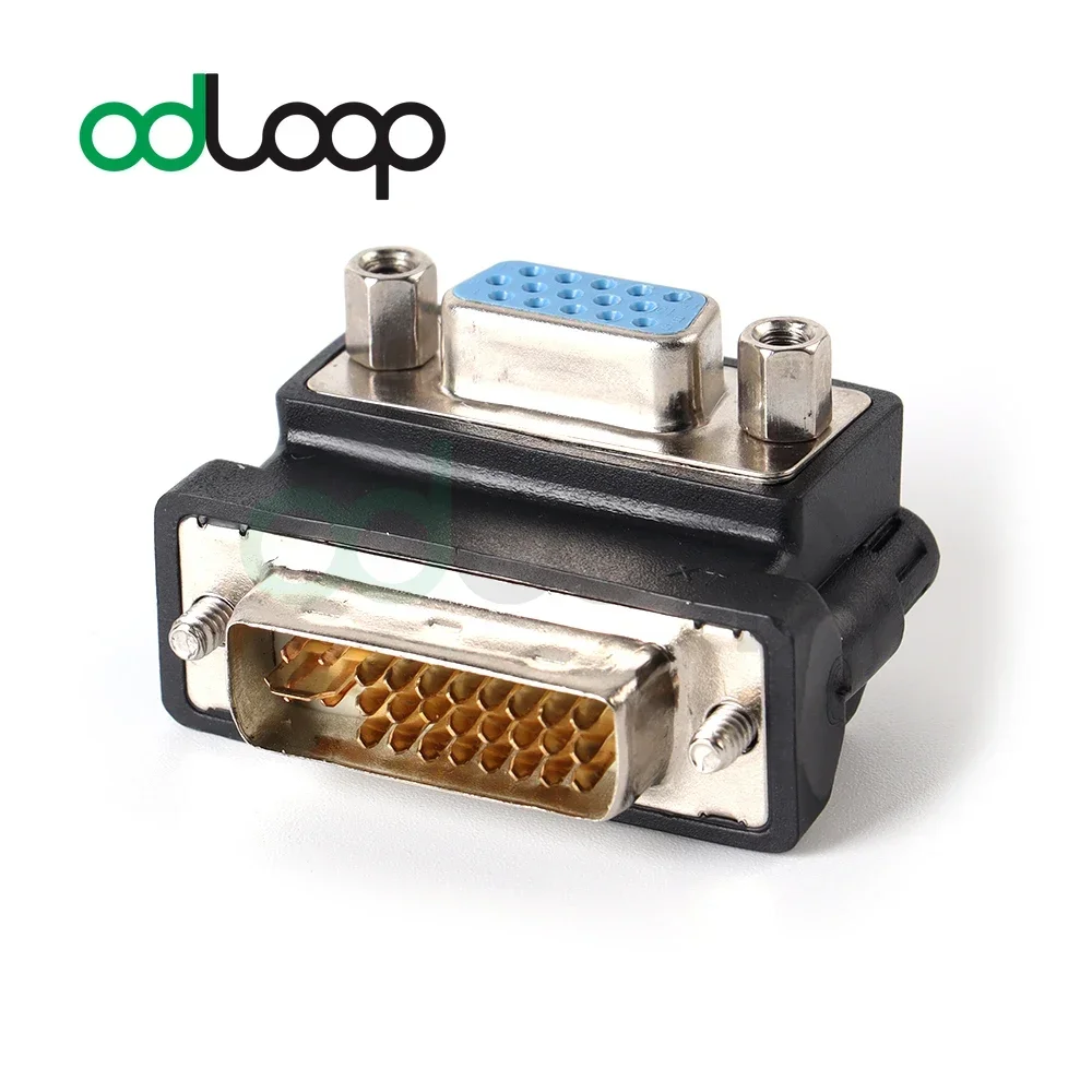 ODLOOP 90 градусов вниз угловой DVI 24 + 5 контактов штекер VGA 15 контактов гнездовой адаптер для компьютера, HDTV и видеокарты