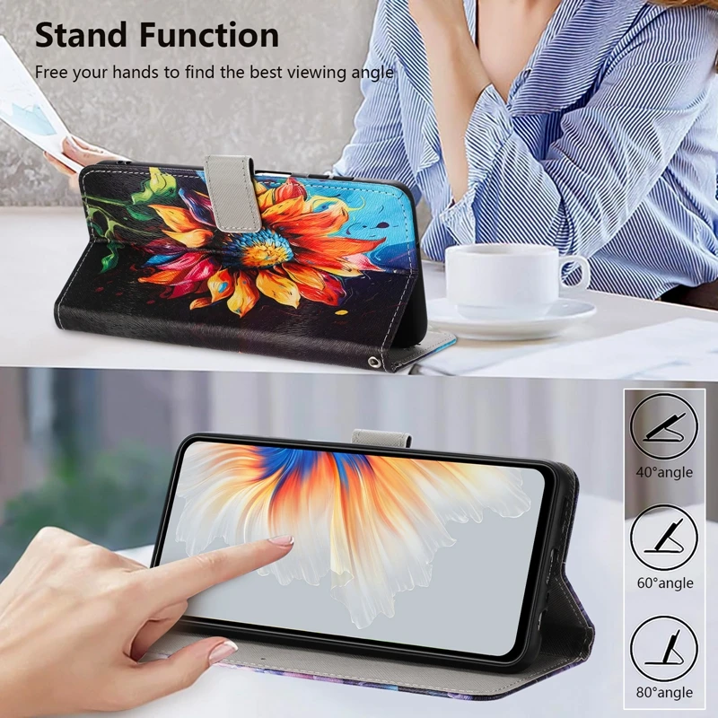 Elegant Wallet Flip Phone Case with Painted Design - Premium Protection and Style