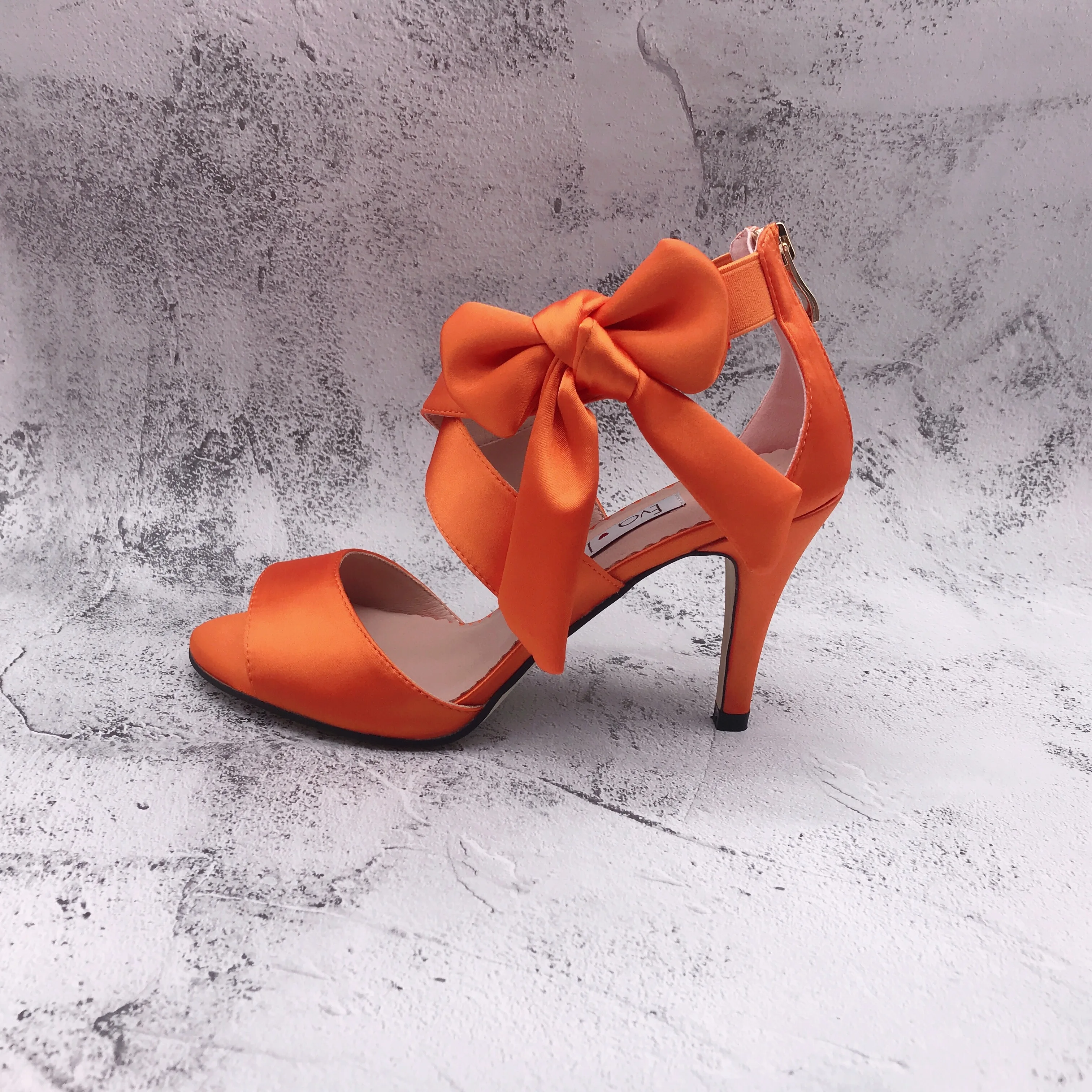 Fox Shoes Orange Satin Fabric Stoned Women's Stiletto M253972004 - Trendyol