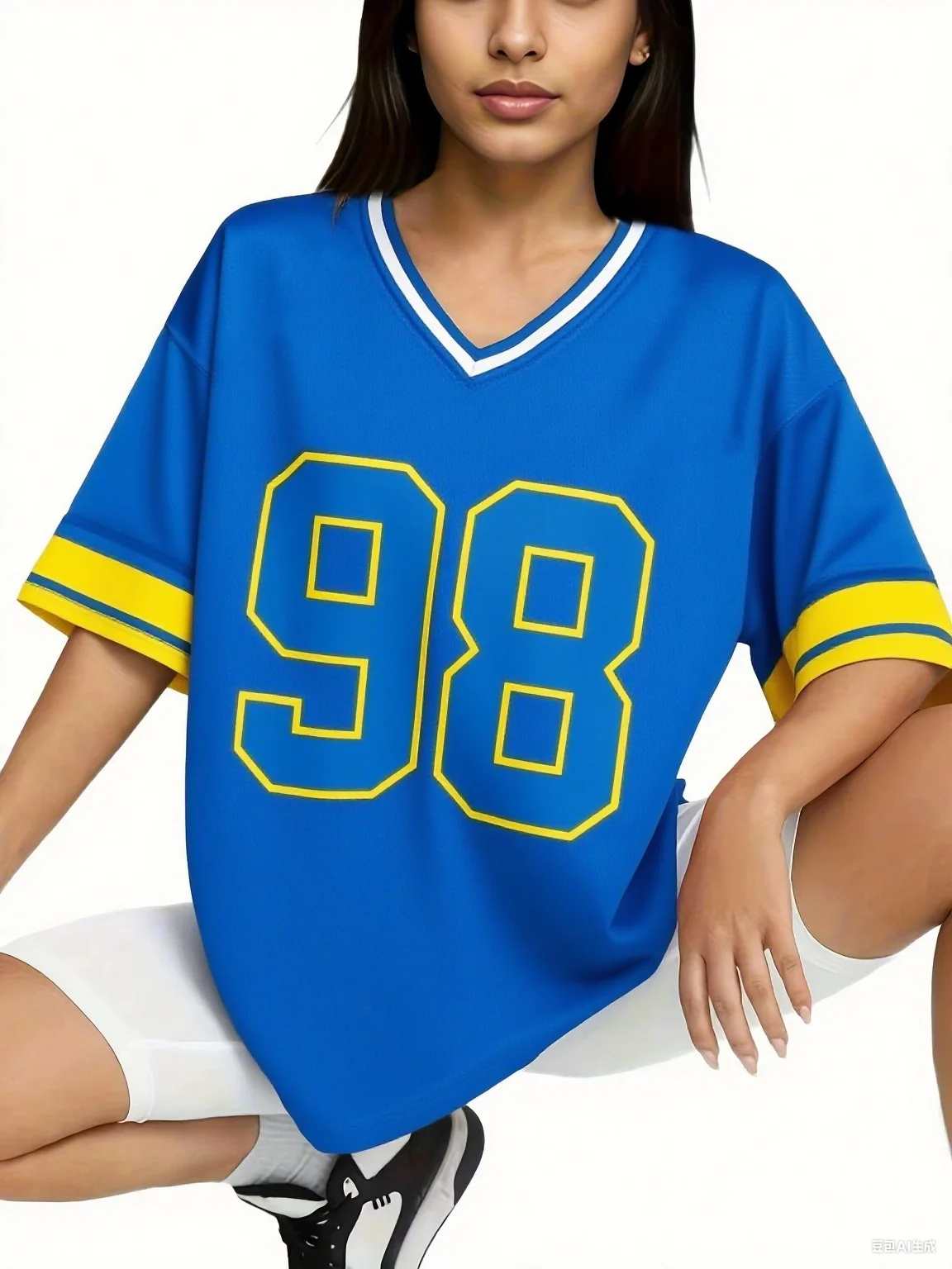 Women's Sports Jersey NO 98 Print Short Sleeve T-Shirt Summer